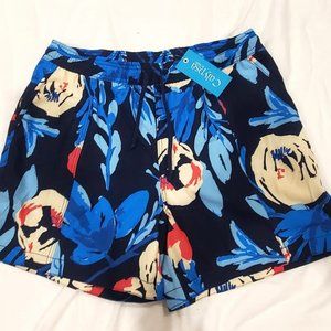 Calypsa by Modli Blue Tropical Floral Swim Shorts Bottoms Sz Small NEW WITH TAGS